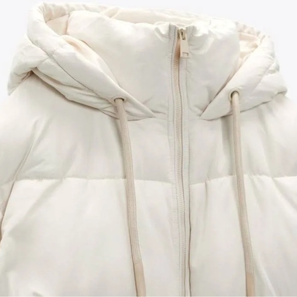 Zara Winter White / Cream Oversized Puffer Jacket Size XS - Picture 5 of 8